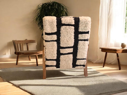 Artisan Moroccan Berber Wool Armchair – Handmade Accent Chair