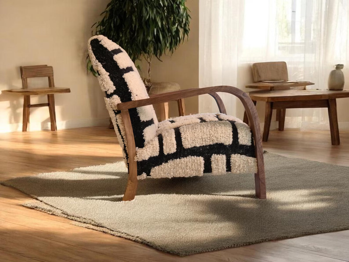 Artisan Moroccan Berber Wool Armchair – Handmade Accent Chair