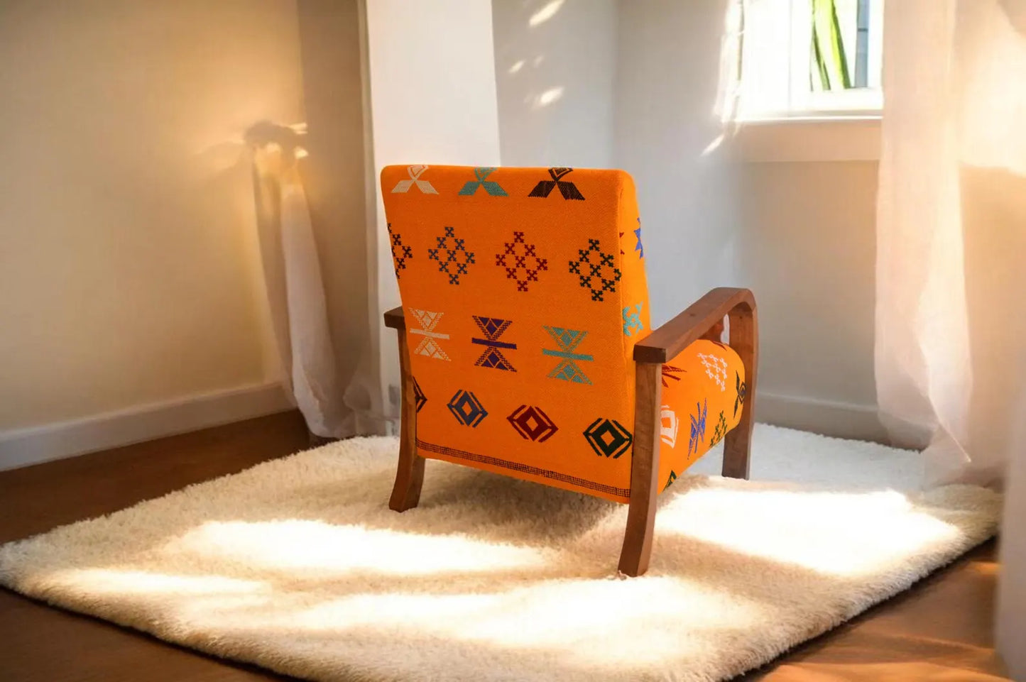 Bouclé Accent Chair – Handmade Moroccan Berber Armchair