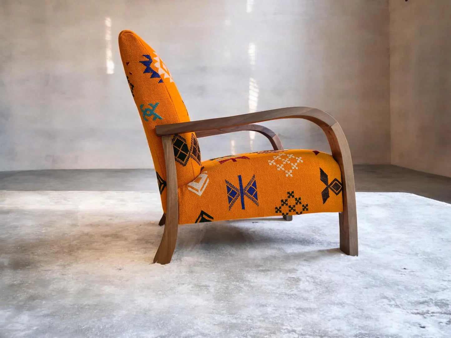 Bouclé Accent Chair – Handmade Moroccan Berber Armchair