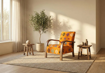 Bouclé Accent Chair – Handmade Moroccan Berber Armchair