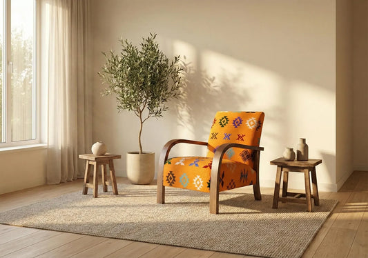 Bouclé Accent Chair – Handmade Moroccan Berber Armchair