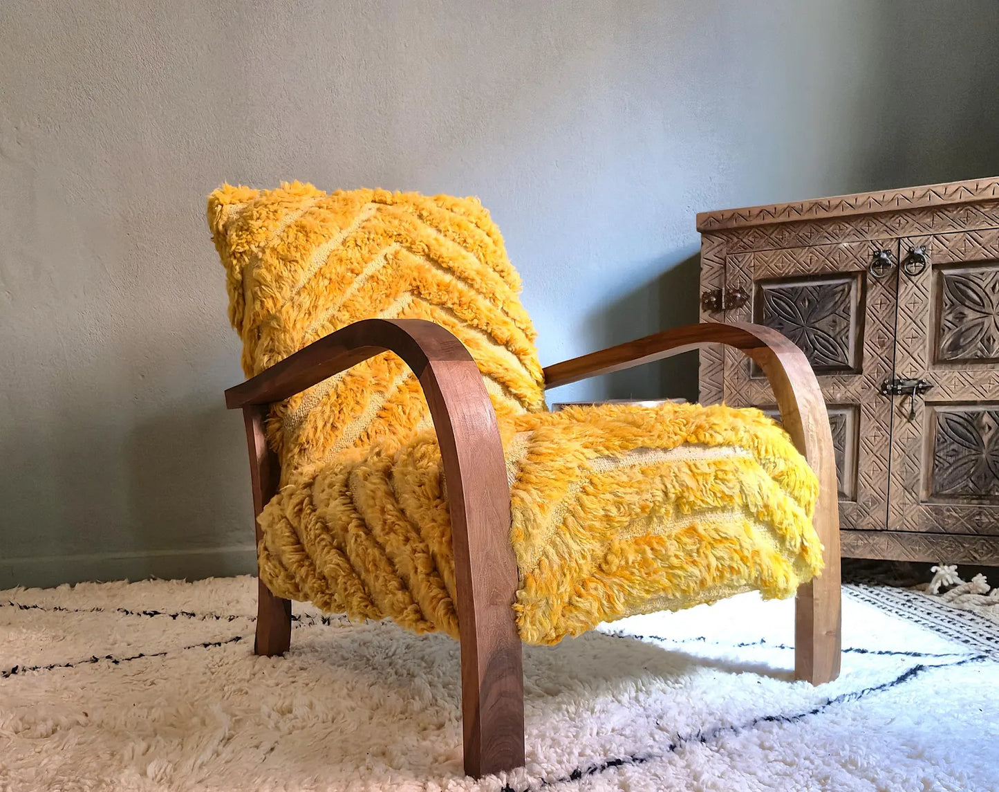 Handmade Moroccan Berber Wool Armchair – Artisan Accent Chair