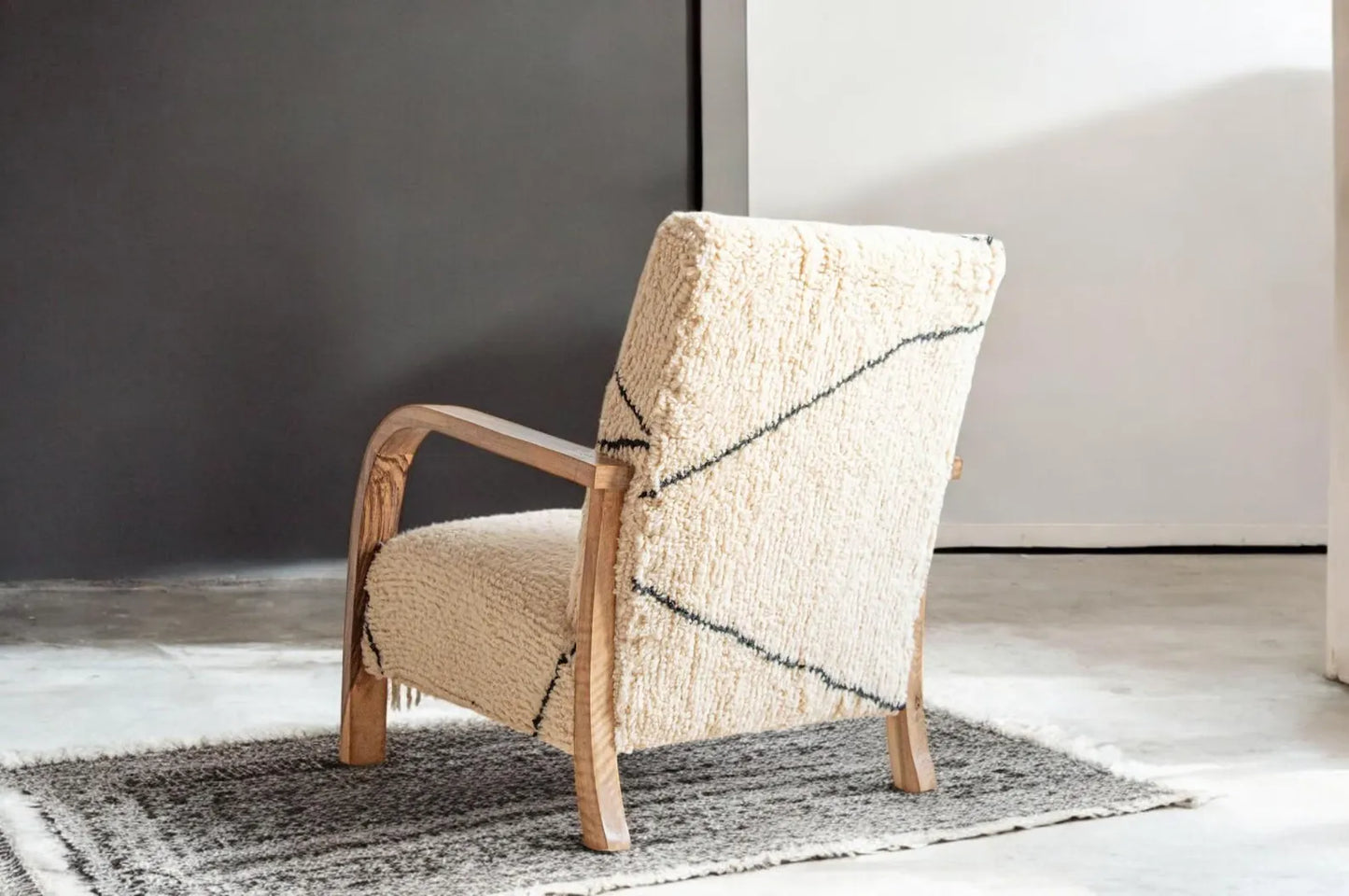 Moroccan Wool Berber Armchair – Handcrafted Artisan Accent Chair