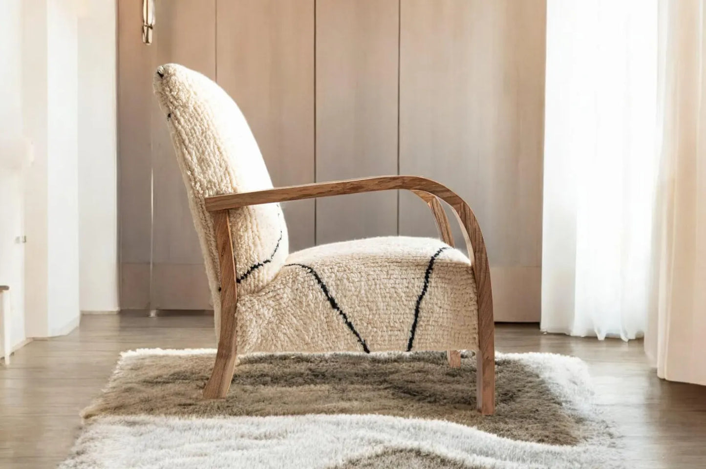 Moroccan Wool Berber Armchair – Handcrafted Artisan Accent Chair