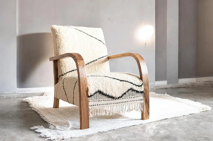 Moroccan Wool Berber Armchair – Handcrafted Artisan Accent Chair