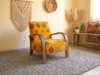Bouclé Accent Chair – Handmade Moroccan Berber Armchair