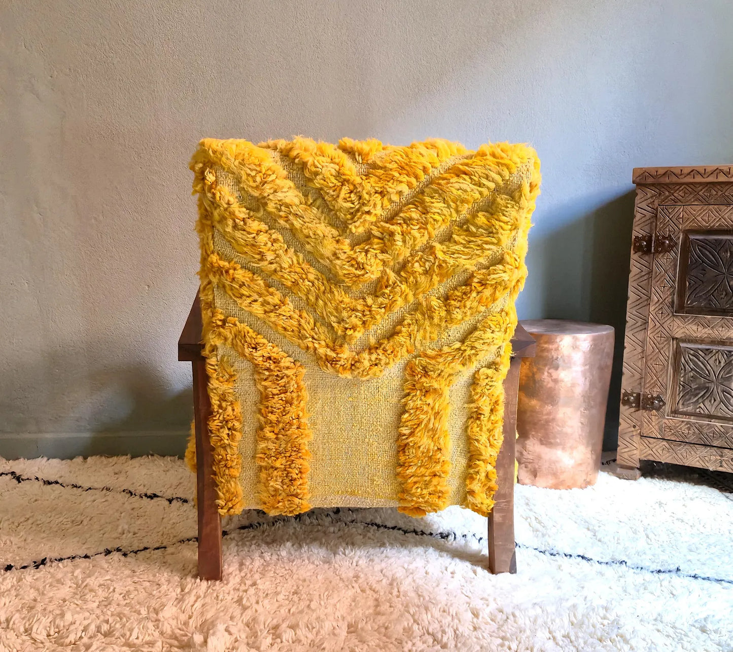 Handmade Moroccan Berber Wool Armchair – Artisan Accent Chair