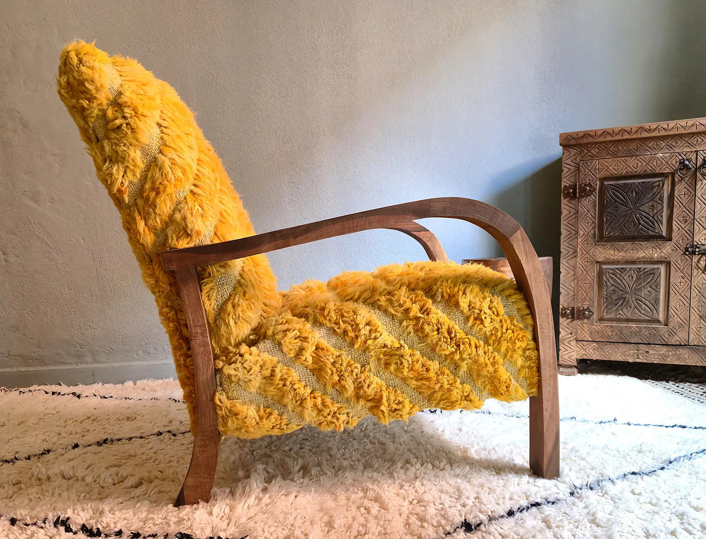 Handmade Moroccan Berber Wool Armchair – Artisan Accent Chair
