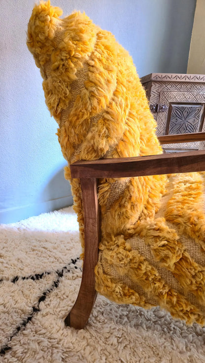 Handmade Moroccan Berber Wool Armchair – Artisan Accent Chair