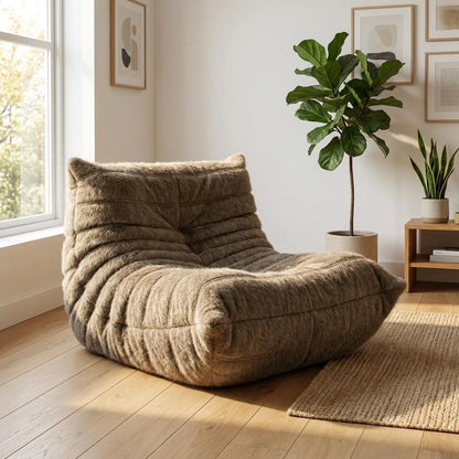 1970s-Inspired Taupe Floor Chair