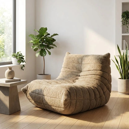 1970s-Inspired Taupe Floor Chair