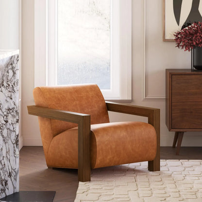Mid-Century Cognac Leather Lounge Chair