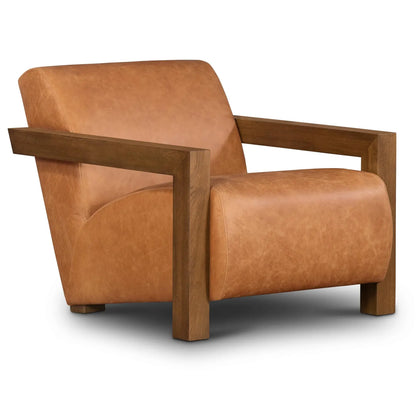 Mid-Century Cognac Leather Lounge Chair
